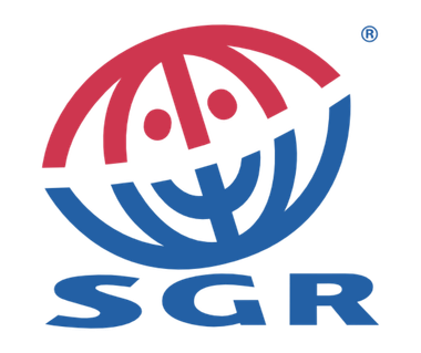 SGR logo with a stylized red and blue smiling face icon above the letters "SGR".